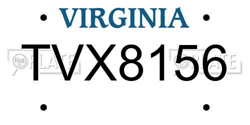 TVX8156 Virginia License Plate