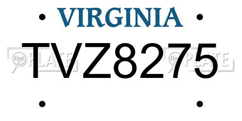 TVZ8275 Virginia License Plate