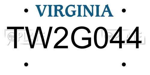 TW2G044 Virginia License Plate