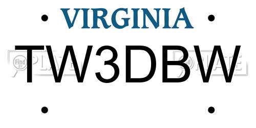 TW3DBW Virginia License Plate
