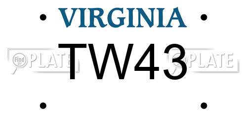 TW43 Virginia License Plate
