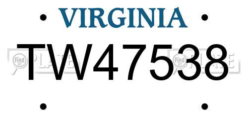 TW47538 Virginia License Plate