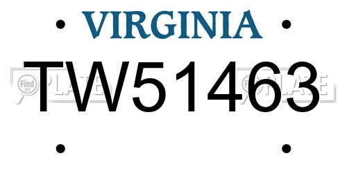 TW51463 Virginia License Plate