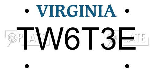TW6T3E Virginia License Plate