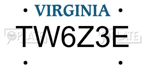 TW6Z3E Virginia License Plate