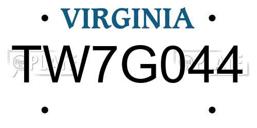 TW7G044 Virginia License Plate