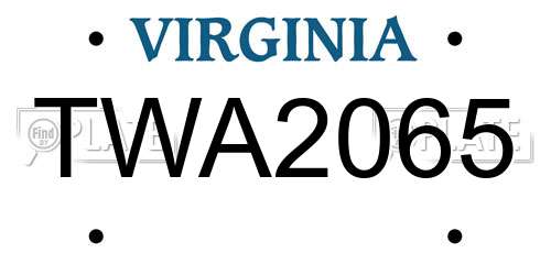 TWA2065 Virginia License Plate