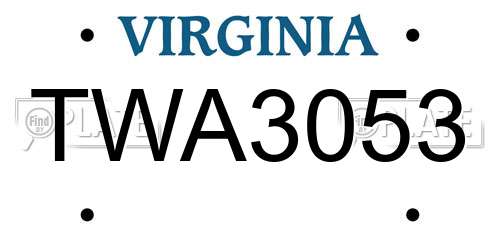 TWA3053 Virginia License Plate