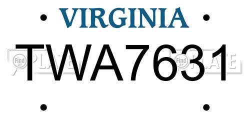 TWA7631 Virginia License Plate