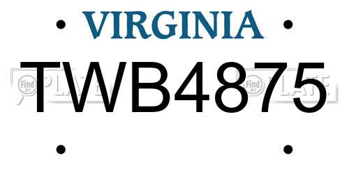 TWB4875 Virginia License Plate