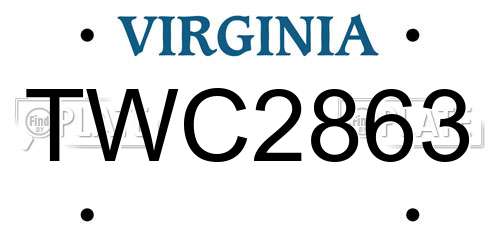 TWC2863 Virginia License Plate
