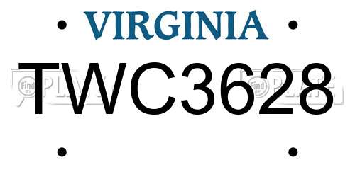 TWC3628 Virginia License Plate