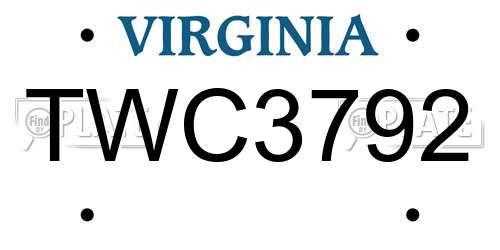 TWC3792 Virginia License Plate