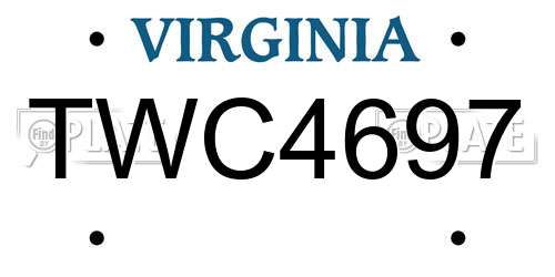 TWC4697 Virginia License Plate