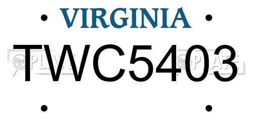 TWC5403 Virginia License Plate