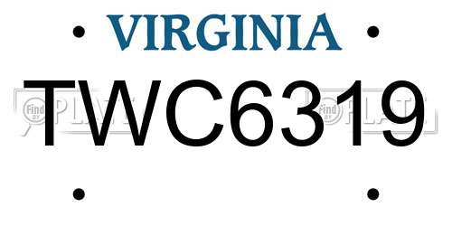 TWC6319 Virginia License Plate