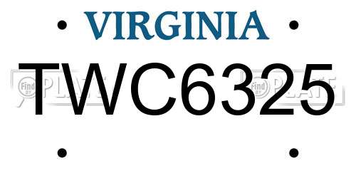 TWC6325 Virginia License Plate