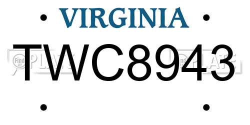 TWC8943 Virginia License Plate
