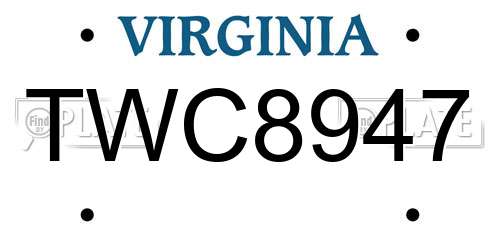 TWC8947 Virginia License Plate