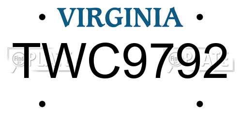 TWC9792 Virginia License Plate