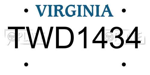 TWD1434 Virginia License Plate