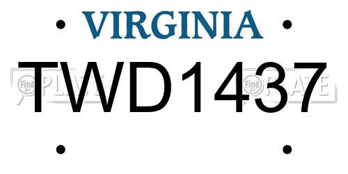 TWD1437 Virginia License Plate