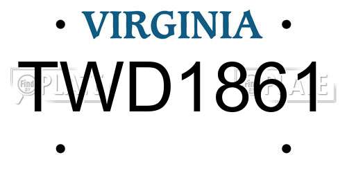 TWD1861 Virginia License Plate