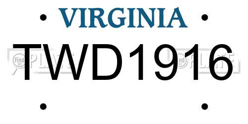 TWD1916 Virginia License Plate