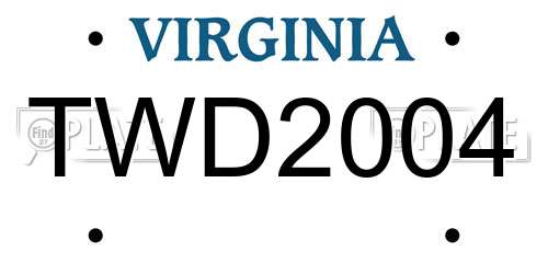 TWD2004 Virginia License Plate