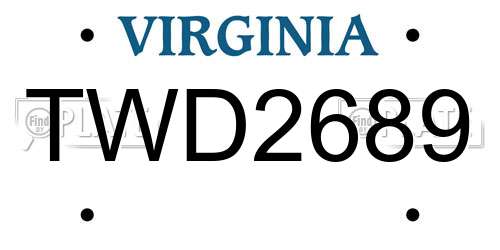 TWD2689 Virginia License Plate