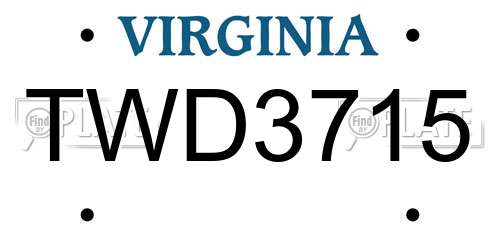 TWD3715 Virginia License Plate