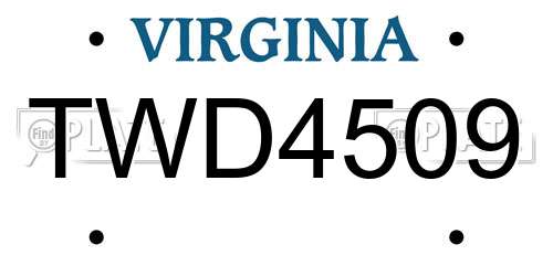 TWD4509 Virginia License Plate