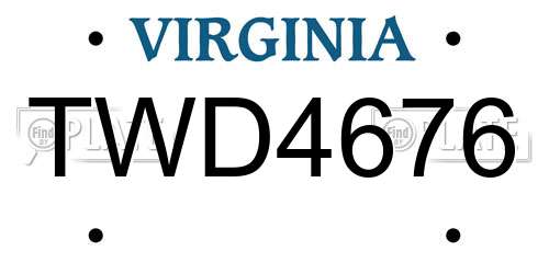 TWD4676 Virginia License Plate