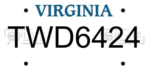 TWD6424 Virginia License Plate