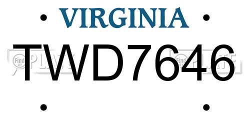 TWD7646 Virginia License Plate