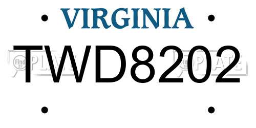 TWD8202 Virginia License Plate