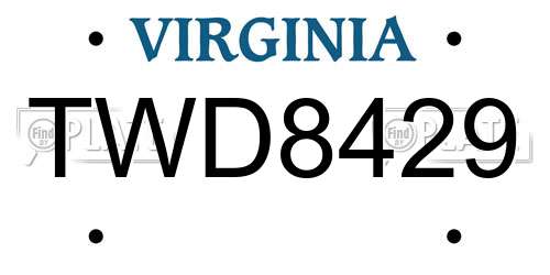 TWD8429 Virginia License Plate