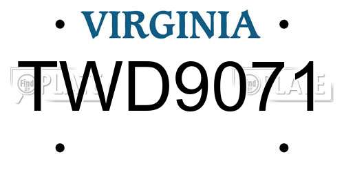 TWD9071 Virginia License Plate