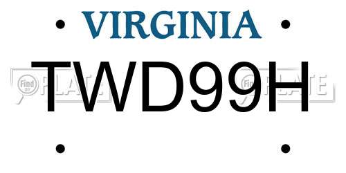 TWD99H Virginia License Plate
