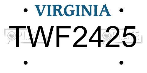 TWF2425 Virginia License Plate