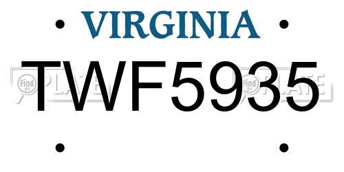 TWF5935 Virginia License Plate