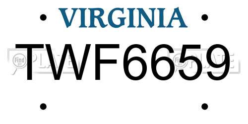 TWF6659 Virginia License Plate