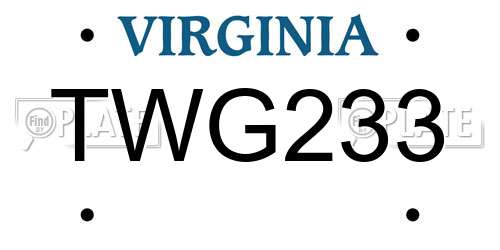 TWG233 Virginia License Plate