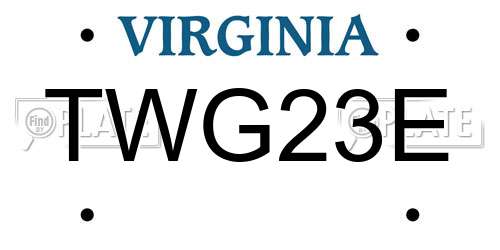 TWG23E Virginia License Plate