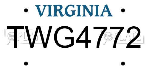 TWG4772 Virginia License Plate