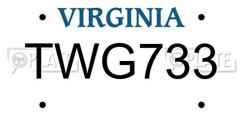 TWG733 Virginia License Plate