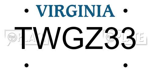 TWGZ33 Virginia License Plate