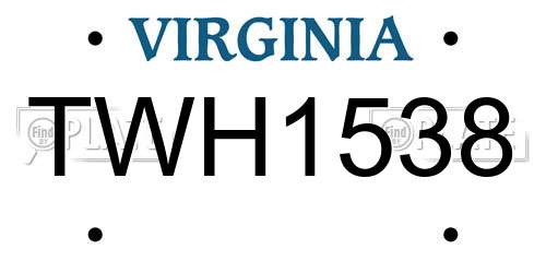 TWH1538 Virginia License Plate