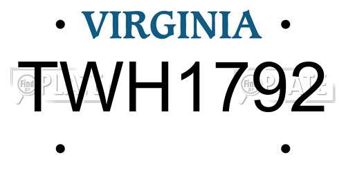TWH1792 Virginia License Plate