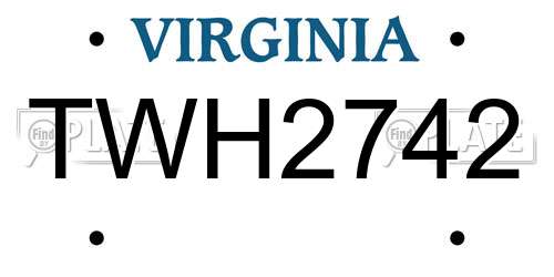 TWH2742 Virginia License Plate